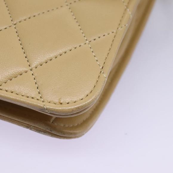 CHANEL Matelasse Chain Shoulder Bag Lamb Skin Beige Gold CC Auth PP327 - Picture 16 of 16
